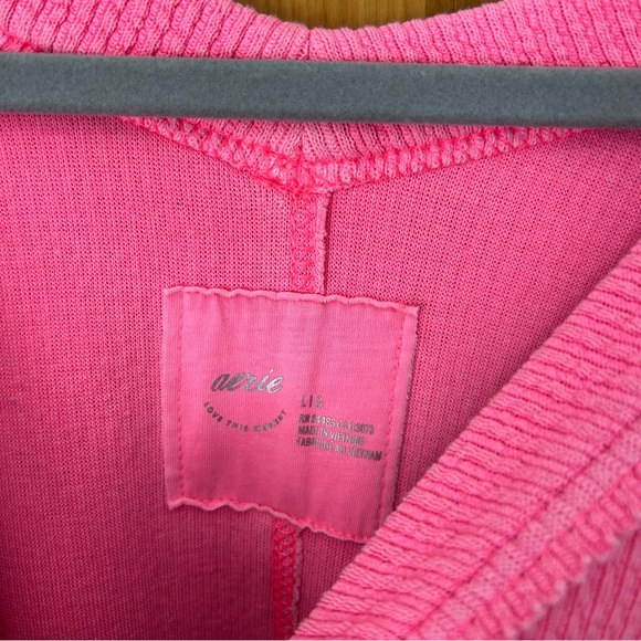 Aerie Hot Pink V-Neck Sweater - Picture 2 of 4